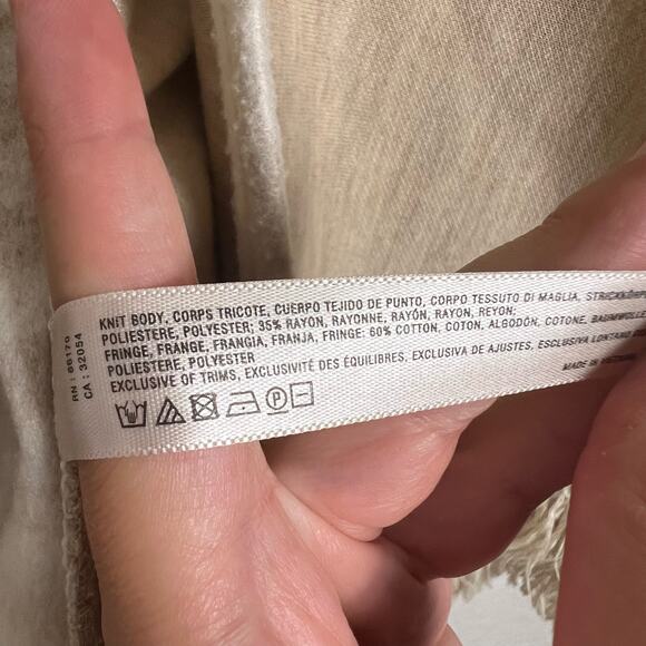 Anthropologie Saturday Sunday Beige White Striped Fringe Cardigan Sweater Size S - Picture 7 of 7